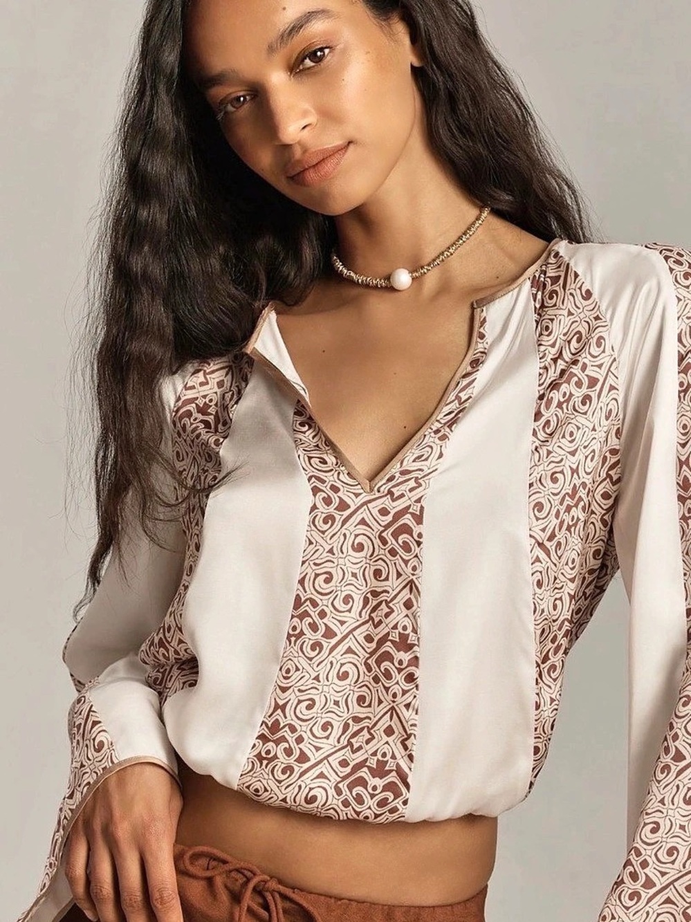 Anthropologie Silky Spliced Blouse